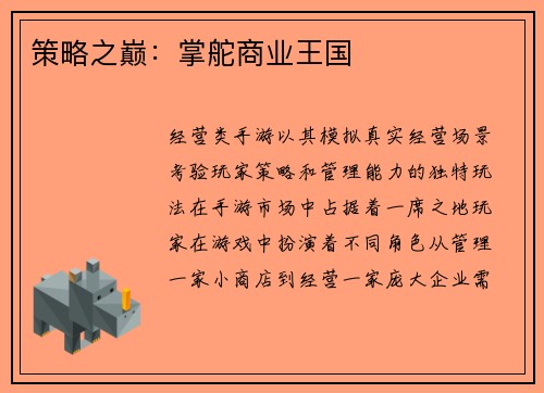策略之巅：掌舵商业王国